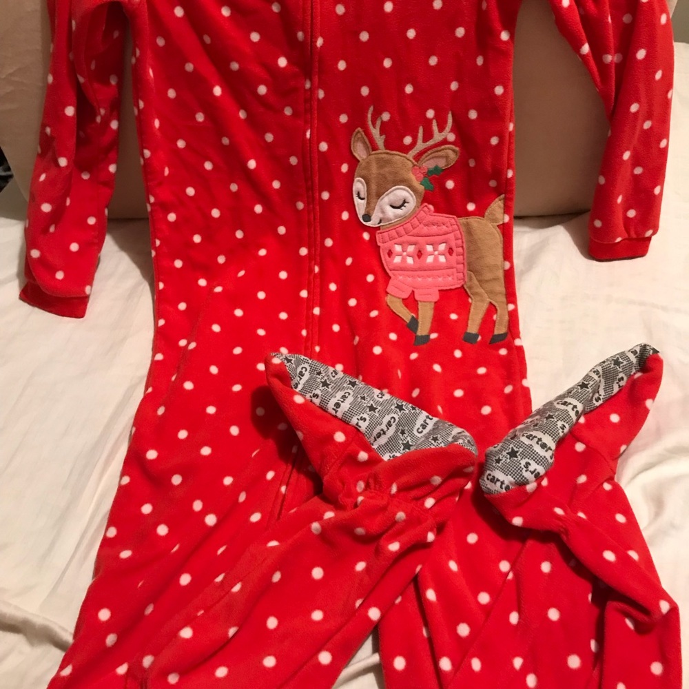 Carter’s Fleece Christmas Deer Pajamas Size 8